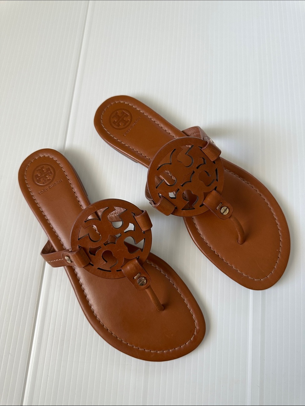 Tory Burch Miller Sandals Vintage Vachetta, 9.5